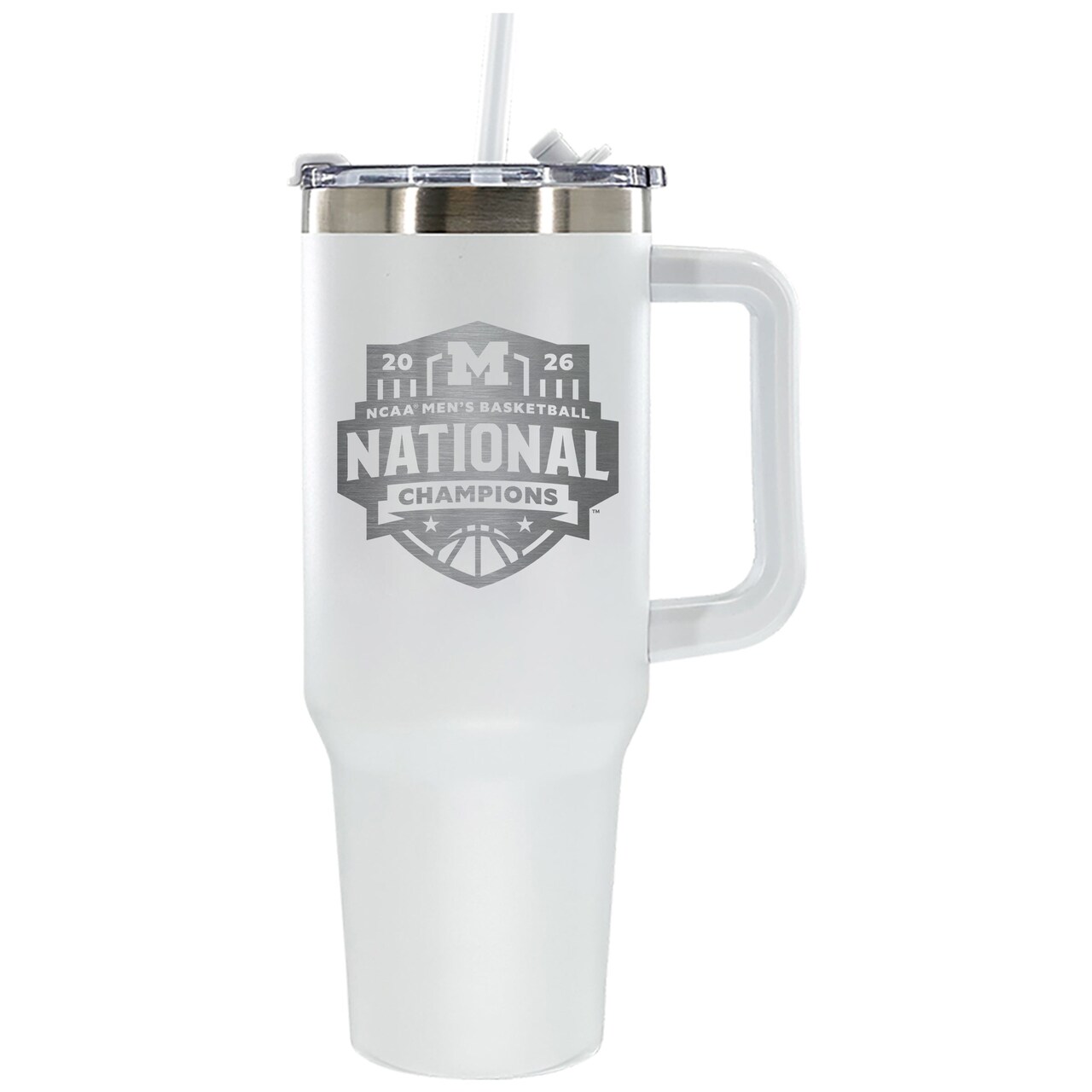 40oz White Colossal Tumbler, ETC, National Basketball Champs 2026, University of Michigan